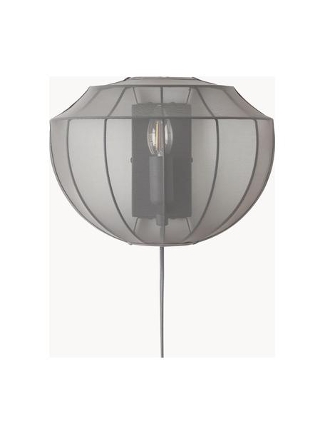 Wandlamp Beau van netstof met stekker, Lampenkap: textiel, Baldakijn: gepoedercoat metaal, Grijs, B 30 x H 22 cm
