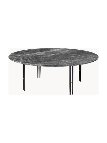 Okrągły stolik kawowy z marmuru IOI, Ø 100 cm, Blat: marmur, Stelaż: stal lakierowana, Ciemny szary marmurowy, czarny, Ø 100 cm