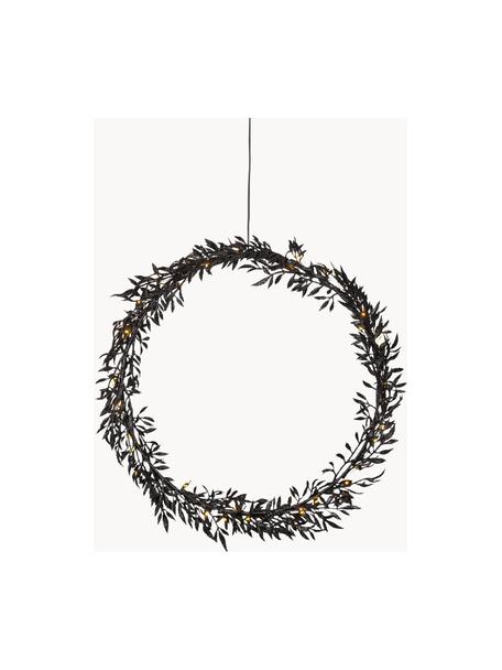 Couronne de Noël lumineuse avec fonction minuterie Elégante, Métal, enduit, Noir, Ø 44 cm