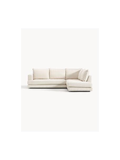 Sofa narożna Tribeca, Tapicerka: 100% poliester Dzięki tka, Stelaż: lite drewno sosnowe, Nogi: lite drewno bukowe, lakie, Kremowobiała tkanina, S 274 x G 192 cm, prawostronna