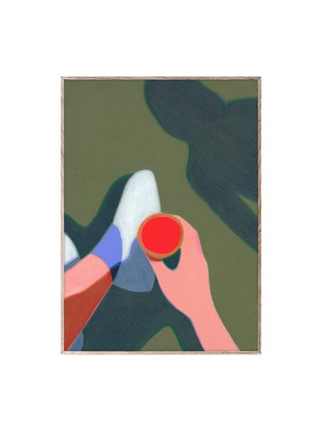 Poster Les Vacances 01, 210 g de papier mat de la marque Hahnemühle, impression numérique avec 10 couleurs résistantes aux UV, Vert olive, multicolore, larg. 50 x haut. 70 cm