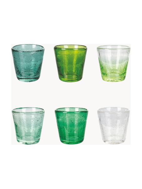 Set de vasos de chupito con burbujas de aire Cancun, 6 uds., Vidrio, Tonos verdes, Ø 6 x Al 6 cm, 70 ml