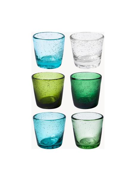 Set di 6 bicchierini con bolle d'aria decorative Cancun, Vetro, Tonalità verdi, Ø 6 x Alt. 6 cm, 70 ml