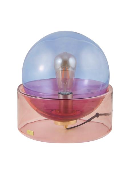 Lámpara de mesa Glondy, Pantalla: vidrio, Cable: cubierto en tela, Azul, rosa, Ø 27 x Al 29 cm