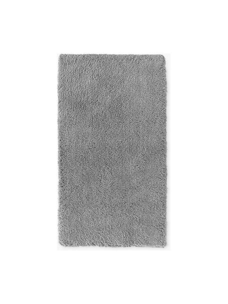 Pluizig hoogpolig vloerkleed Leighton, Bovenzijde: microvezels (100% polyest, Onderzijde: 70% polyester, 30% katoen, Grijs, B 80 x L 150 cm (maat XS)