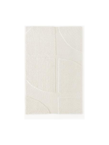 Tappeto soffice a pelo lungo con motivo in rilievo Jade, Retro: 55% poliestere, 45% coton, Bianco crema, Larg. 80 x Lung. 150 cm (taglia XS)