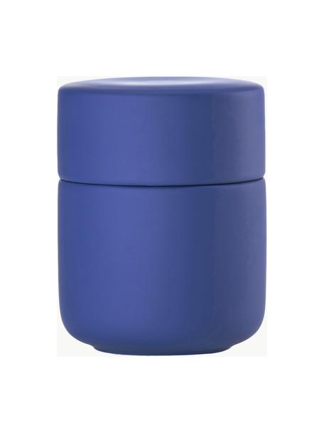 Boîte de rangement en grès à surface veloutée Ume, Grès cérame recouvert d'une surface Soft-touch (plastique), Bleu roi, Ø 8 x haut. 10 cm