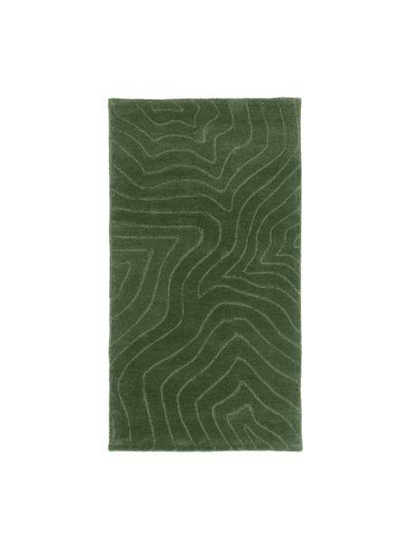 Wollen vloerkleed Aaron, handgetuft, Onderzijde: 100% katoen Bij wollen vl, Donkergroen, B 200 x L 300 cm (maat L)