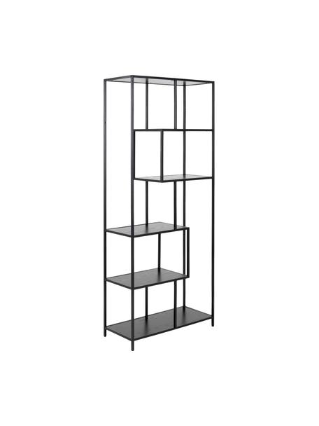 Regál s kovovým rámem Seaford, Černá, Š 77 cm, V 185 cm