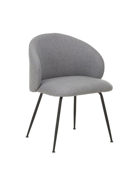 Gestoffeerde stoelen Luisa in grijs, 2 stuks, Bekleding: 100% polyester, Poten: gepoedercoat metaal, Geweven stof grijs, zwart, B 59 x D 58 cm