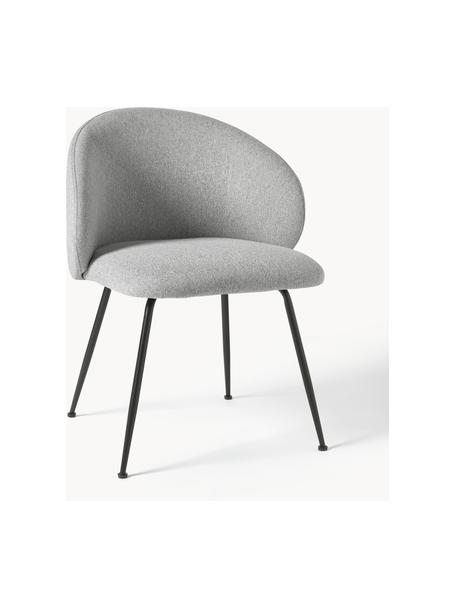 Gestoffeerde stoelen Luisa, 2 stuks, Bekleding: 100% polyester Met 20.000, Poten: gepoedercoat metaalkleuri, Geweven stof grijs, zwart, B 59 x D 58 cm