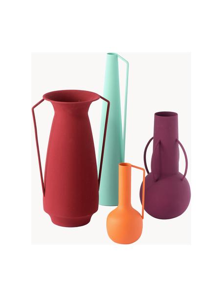 Vases design Roman, 4 pièces, Fer, revêtement par poudre, Orange, vert menthe, rouge rouille, aubergine, Lot de tailles différentes