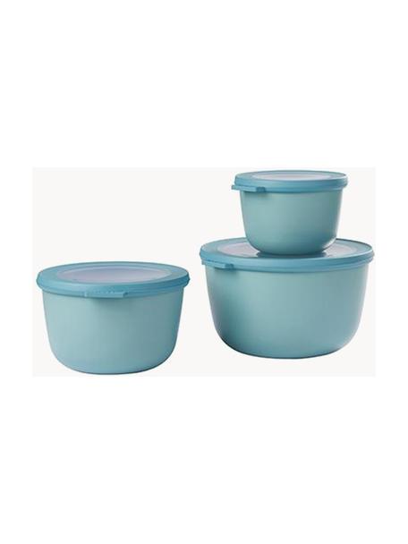 Set cuencos con tapadera Cirqula, 3 uds., Polipropileno (PP), Elastómeros Termoplásticos (TPE), sin BPA, Turquesa, 500 ml / 1 L / 2 L