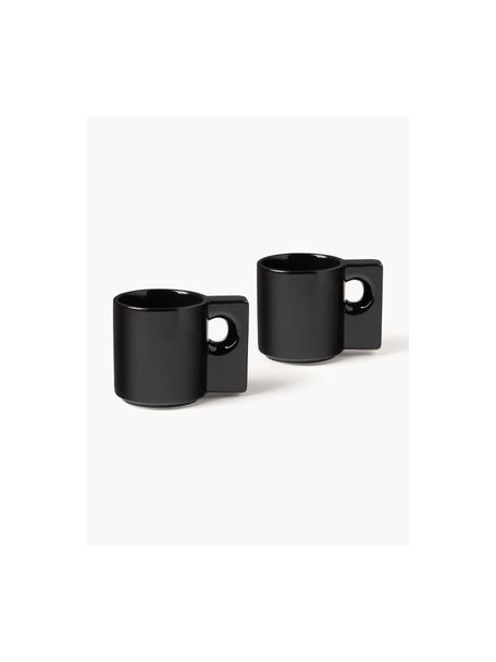 Kubek Aiko, 2 szt., Porcelana, Czarny, Ø 9 x W 9 cm, 320 ml