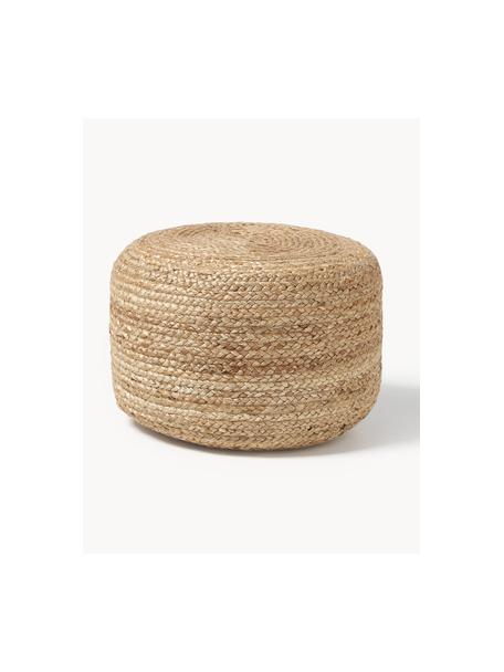 Pouf en jute artisanal Bono, Beige, Ø 50 x haut. 36 cm