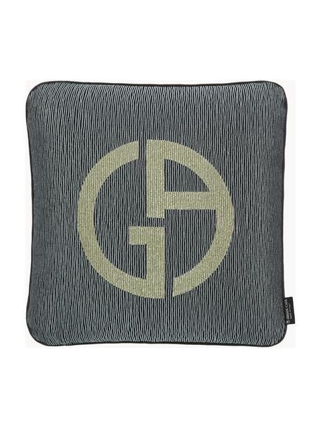 Dekokissen Janette mit Giorgio Armani-Logo, Hülle: 44 % Viskose, 24 % Baumwo, Anthrazit, Olivgrün, B 40 x L 40 cm