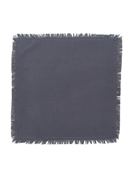 Servilletas de tela con flecos Henley, 2 uds., 100% algodón, Azul oscuro, An 45 x L 45 cm