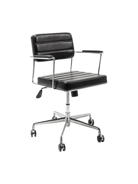 Silla de oficina de cuero sintético Dottore, Tapizado: cuero sintético (100% tel, Asiento: madera contrachapada natu, Estructura: acero, cromado, Ruedas: poliuretano, Cuero sintético negro, cromo, An 44 x F 50 cm