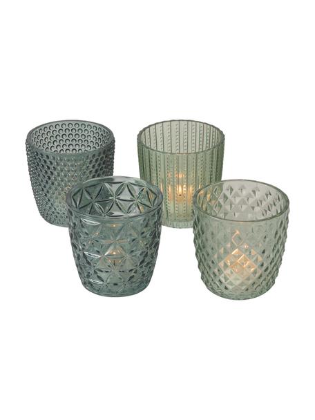 Set de portavelas Marilu, 4 uds., Vidrio, Verde, Ø 9 x Al 9 cm