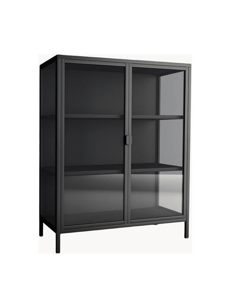 Vetrina nera Brisbane, Struttura: metallo, rivestito, Nero, trasparente, Larg. 80 x Alt. 102 cm