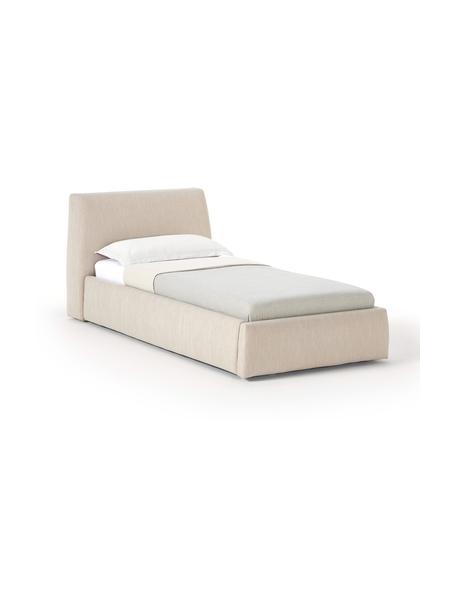 Letto singolo Cloud, Rivestimento: tessuto finemente struttu, Struttura: legno massiccio di pino e, Piedini: legno laccato Il material, Tessuto beige chiaro, Larg. 90 x Lung. 200 cm