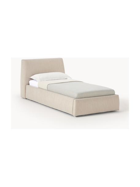 Einzelbett Cloud, Bezug: Fein strukturierter Webst, Korpus: Massives Kiefernholz und , Webstoff Beige, B 90 x L 200 cm