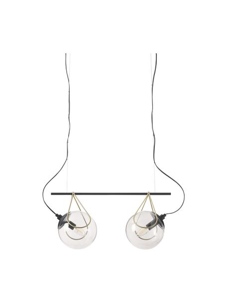 Lámpara de techo con esferas de vidrio Clara, Cable: plástico, Negro, latón, Ø 18 x Al 150 cm