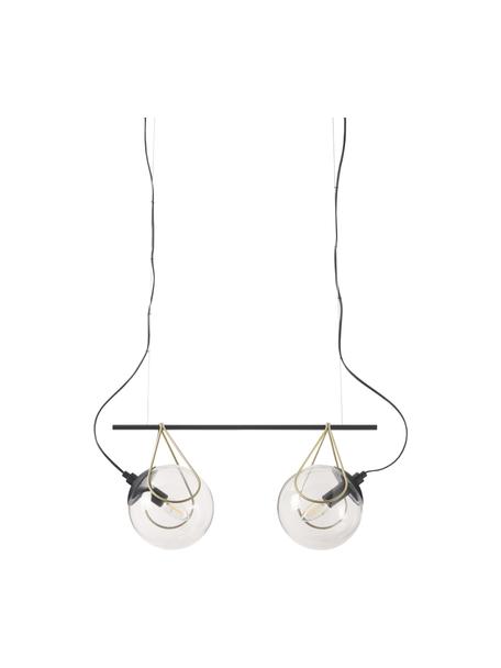 Sklenená guľová závesná lampa Drea, Čierna, mosadzné odtiene, Ø 18 x V 150 cm