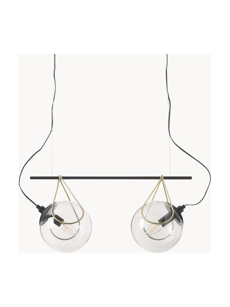 Lámpara de techo con esferas de vidrio Drea, Cable: plástico, Negro, latón, Ø 18 x Al 150 cm