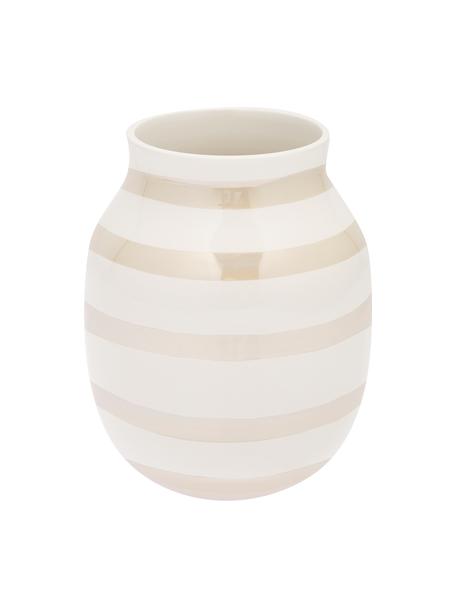 Handgefertigte Design-Vase Omaggio, medium, Keramik, Weiss, Perlmuttfarben, Ø 17 x H 20 cm