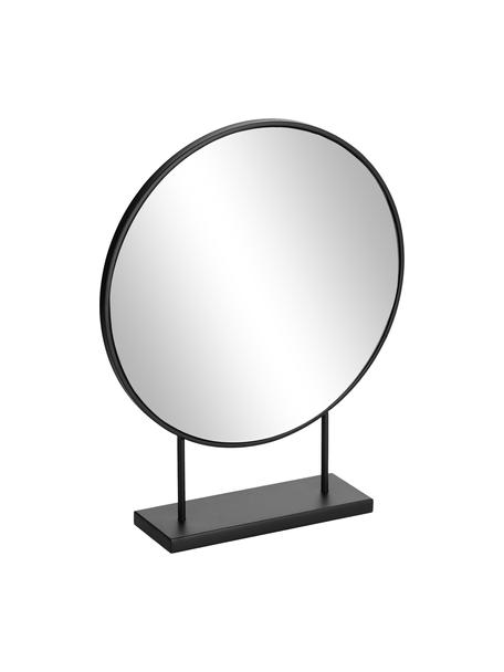 Specchio da terra rotondo decorativo con cornice in metallo nero Libia, Cornice: metallo rivestito, Superficie dello specchio: lastra di vetro, Nero, Larg. 36 x Alt. 45 cm