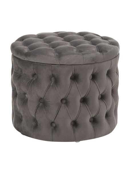 Pouf contenitore in velluto Chiara, Rivestimento: velluto (poliestere) Con , Grigio scuro, Ø 50 x Alt. 42 cm
