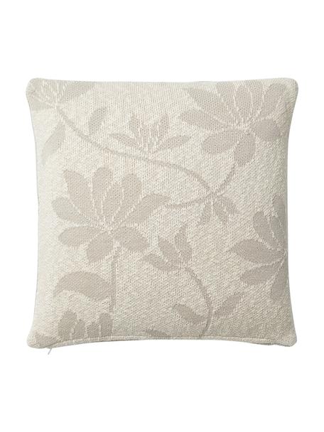 Federa arredo con ricamo floreale Anslei, 100% cotone, Beige, Larg. 45 x Lung. 45 cm