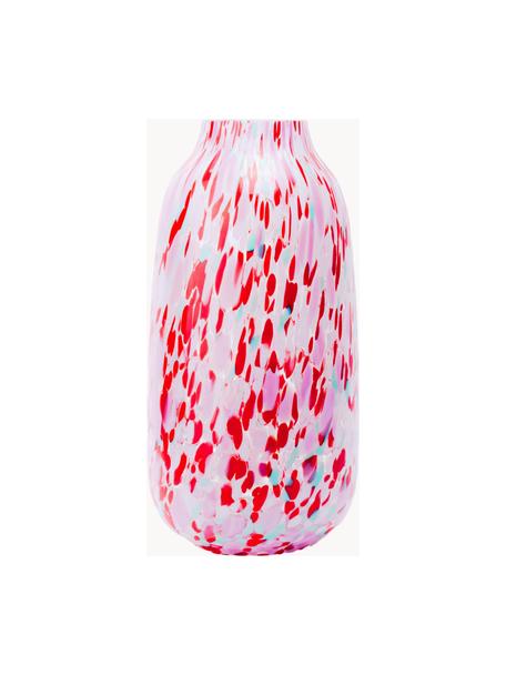 Ručně vyrobená váza Confetti, Sklo, Odstíny růžové, červená, světle modrá, Ø 13 cm, V 26 cm