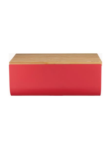 Panera con tapadera de bambú Mattina, Recipiente: acero pintado con resina , Rojo, madera de bambú, An 34 x Al 14 cm