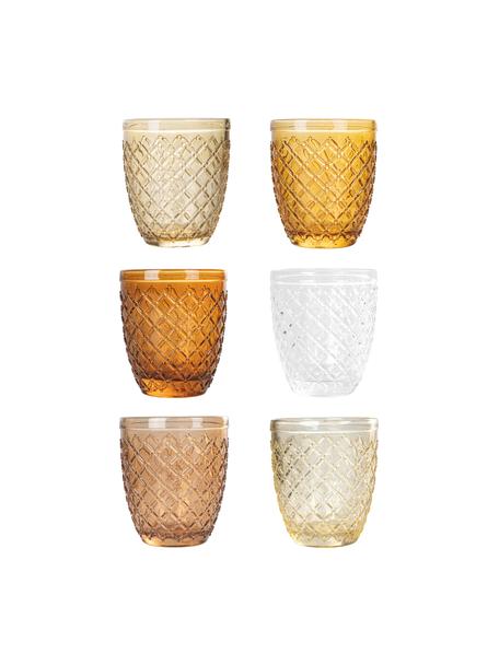 Vasos Castle, 6 uds., Vidrio, Tonos amarillos, Ø 8 x Al 10 cm, 275 ml