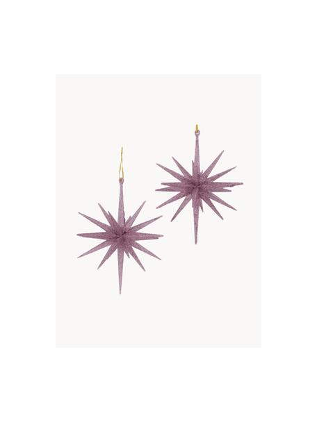 Adornos navideños Tove, 2 uds., Plástico, Violeta brillante, Ø 15 x Al 15 cm