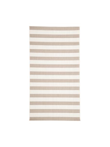 Tapis d'extérieur à jeu de rayures Axa, 86 % polypropylène, 14 % polyester, Blanc crème, beige, larg. 80 x long. 150 cm (taille XS)