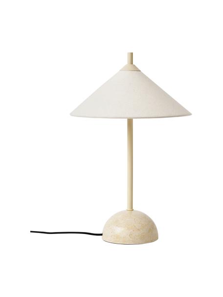 Lampada da tavolo con base in marmo Vica, Paralume: lino (100% poliestere), Struttura: metallo rivestito, Beige marmorizzato, Ø 31 x Alt. 48 cm