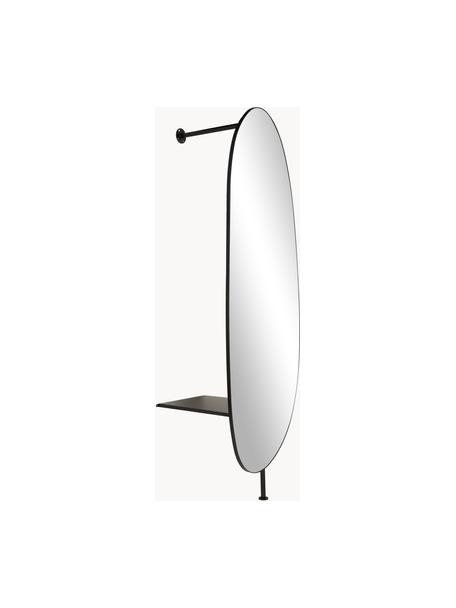 Lustro z półką i drążkiem z metalu Ophelia, Czarny, S 54 x W 190 cm