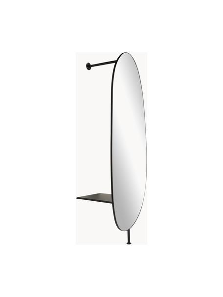 Nástěnné zrcadlo s šatní tyčí a policí Ophelia, Černá, Š 61 cm, V 190 cm