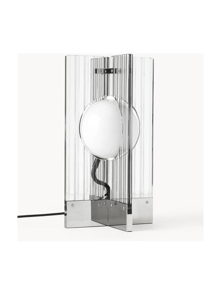 Tafellamp Mills, Lampenkap: glas, Lichtgrijs, zilverkleurig, Ø 25 x H 45 cm