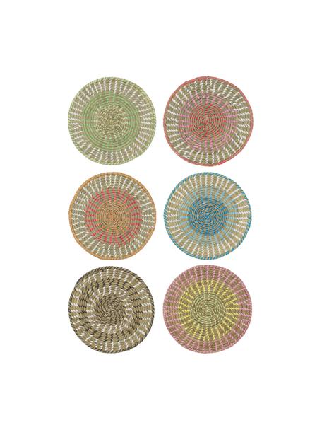 Runde Tischsets Mexico aus Naturfasern, 6er Set, Stroh, Bunt, Ø 38 cm