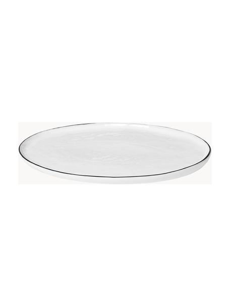 Ručne vyrobený servírovací tanier z porcelánu Salt, D 30 x Š 20 cm, Porcelán, Biela, D 30 x Š 20 cm