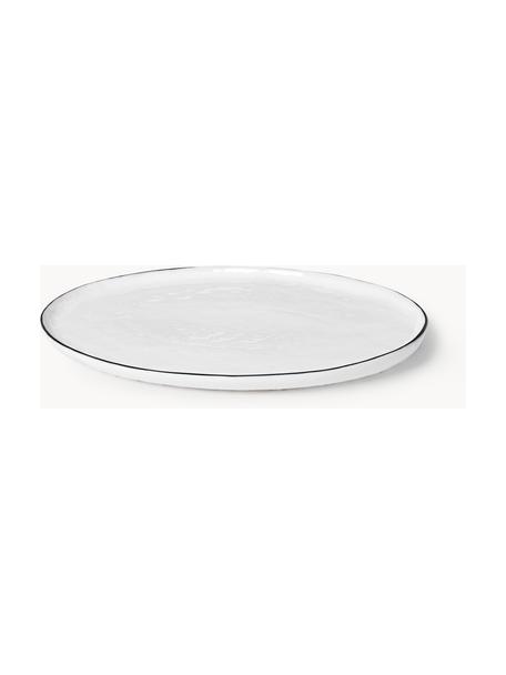 Plat de service artisanal en porcelaine Salt, 30 x 20 cm, Porcelaine, Blanc, larg. 30 x haut. 20 cm