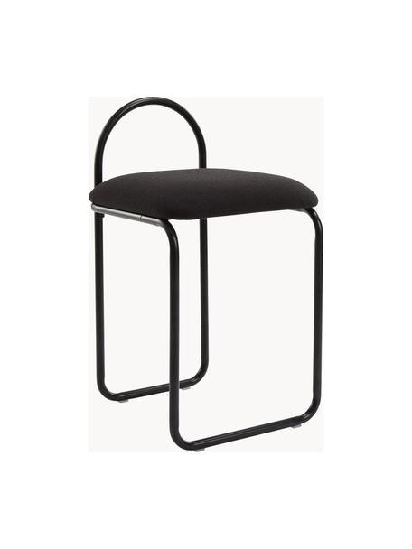 Metalen stoel Angui, Bekleding: 100% polyester, Frame: gecoat staal, Geweven stof zwart, B 37 x D 39 cm