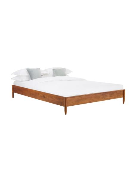Cama de madera de pino maciza Windsor, Madera de pino macizo, certificado FSC, Madera de pino oscura, An 140 x L 200 cm