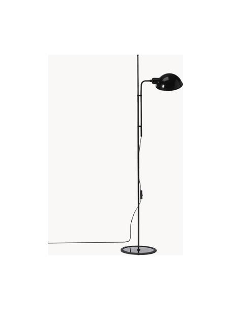 Kleine Stehlampe Funiculí mit verstellbarem Lampenschirm, Lampenschirm: Aluminium, beschichtet, Schwarz, glänzend, H 135 cm