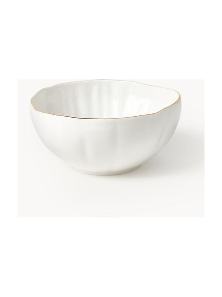 Bols en porcelaine Sali, 2 pièces, Porcelaine, émaillée, Blanc avec bordure dorée, Ø 17 x haut. 8 cm
