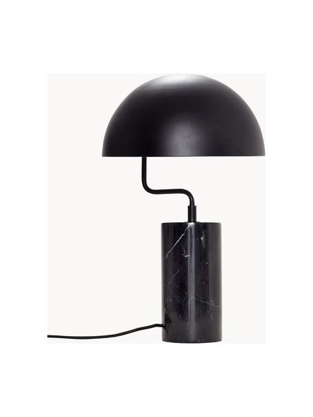 Marmeren tafellamp Poise, Lampenkap: gecoat metaal, Lampvoet: marmer, Zwart, gemarmerd, Ø 30 x H 48 cm